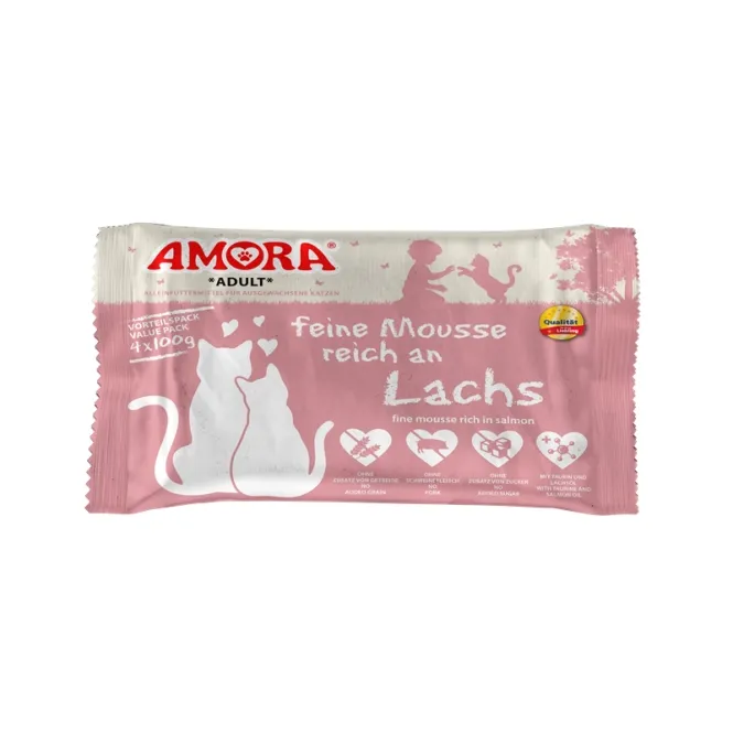 Amora Cat PB feine Mousse reich an Lachs 4x100g