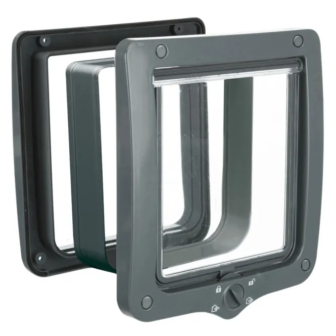 Trixie 4-Wege Freilauftür XXL mit Tunnel - grau