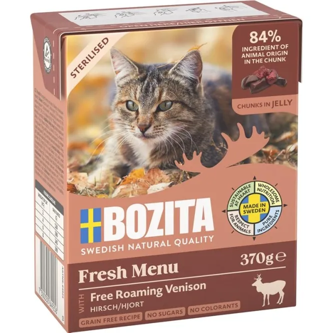 Bozita Cat Tetra Recard Häppchen in Gelee Sterilised mit Hirsch 370g