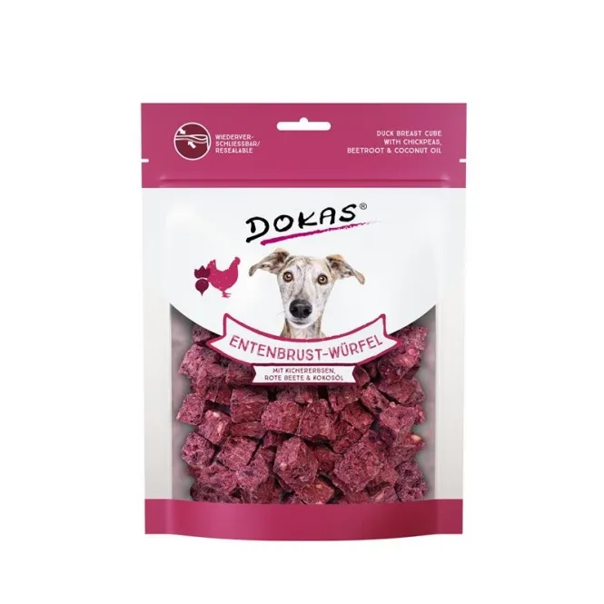 Dokas Dog Snack Entenbrust-Würfel mit Kichererbsen, Rote Beete 150g